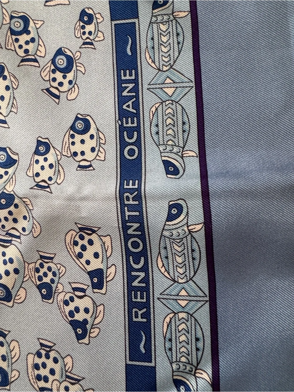 Hermes Rencontre Oceane-  Blue version Multicolor Sea Life Silk Scarf - Picture 10 of 14